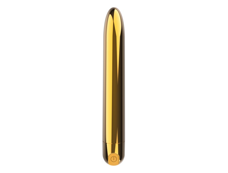 Klasyczny gładki wibrator Ultra Power Bullet USB 10 funkcji złoty