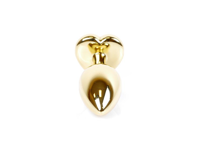 Stalowy złoty korek analny stal kryształ serce 7cm - 6