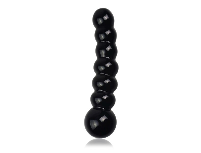 Czarne szklane koraliki analne dildo anal 17 cm - 2