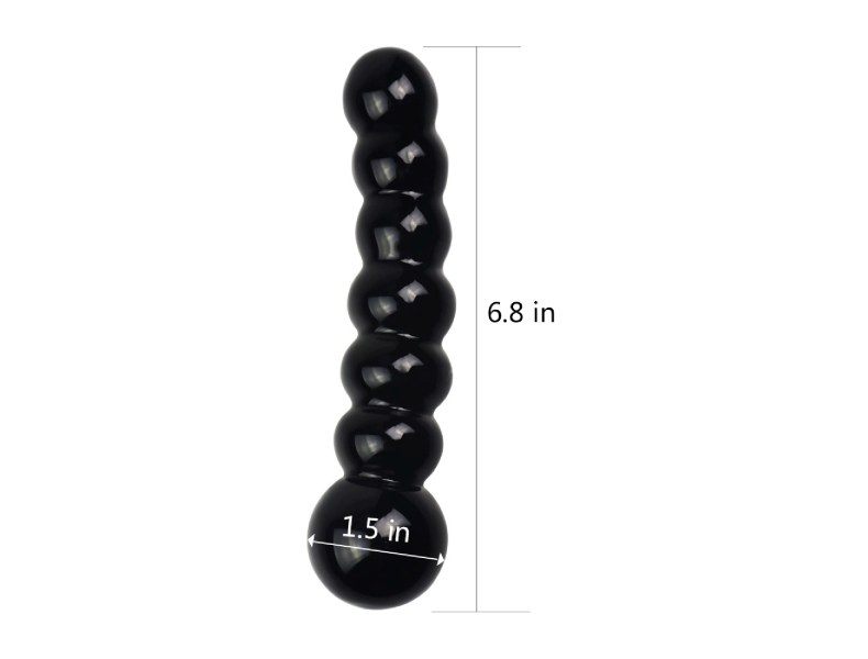 Czarne szklane koraliki analne dildo anal 17 cm - 3