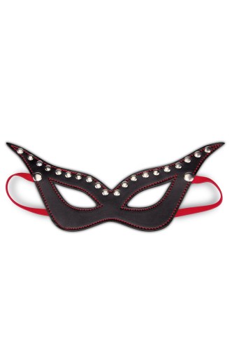 Czarna maska do sado maso BDSM z czerwona wstążką - image 2