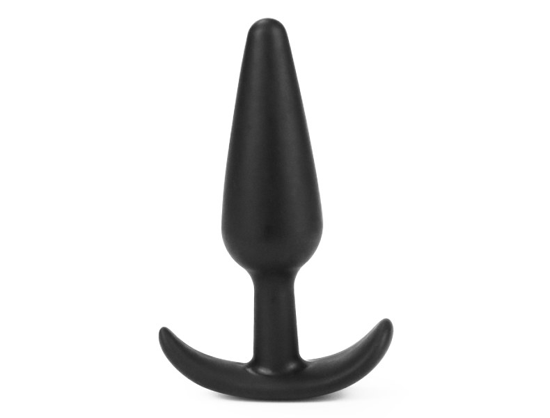 Korek analny silikonowy z uchwytem czarny 11 cm - 2