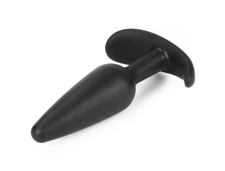 Korek analny silikonowy z uchwytem czarny 11 cm - 3