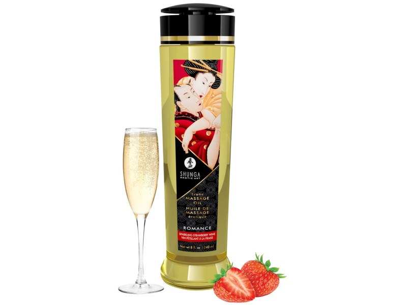 Luksusowy erotyczny olejek do masażu 240ml truskawka i szampan