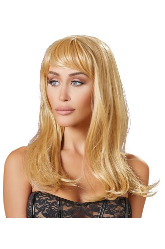 Peruka długie blond włosy z grzywką 45cm